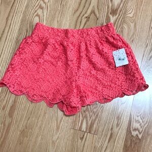 New! Free People small pink coral lace shorts.